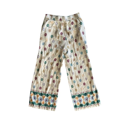 Maison D’ Amelie PRINTED LINEN BLEND CULOTTES PANTS WHITE BOHO PANTS SZ SMALL - Picture 3 of 8